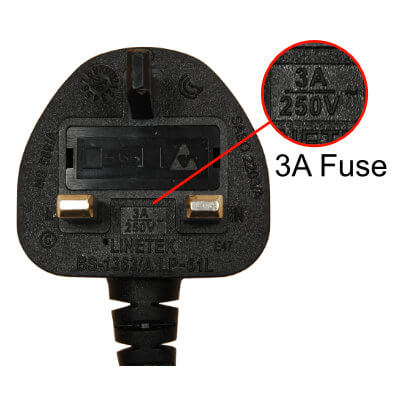 moulded plug marked for 3A fuse