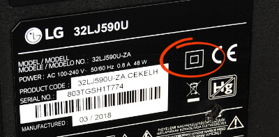 Class II symbol on a TV