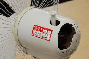 damaged fan with fail label