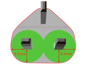 9.5mm spacing from pins to outer edge