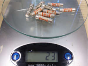 Genuine fuses weighed