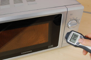 testing a microwave oven