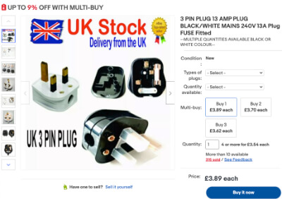 Ebay listing