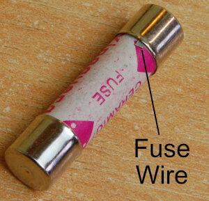 Fuse wire trapped on end cap