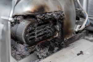 overheated lint in tumble dryer