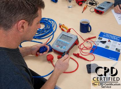 training in classroom with pat tester