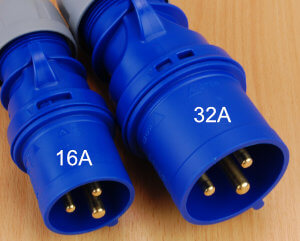32amp & 16amp plug sizes