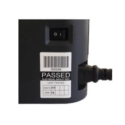 Passed PAT labels with barcode numbering